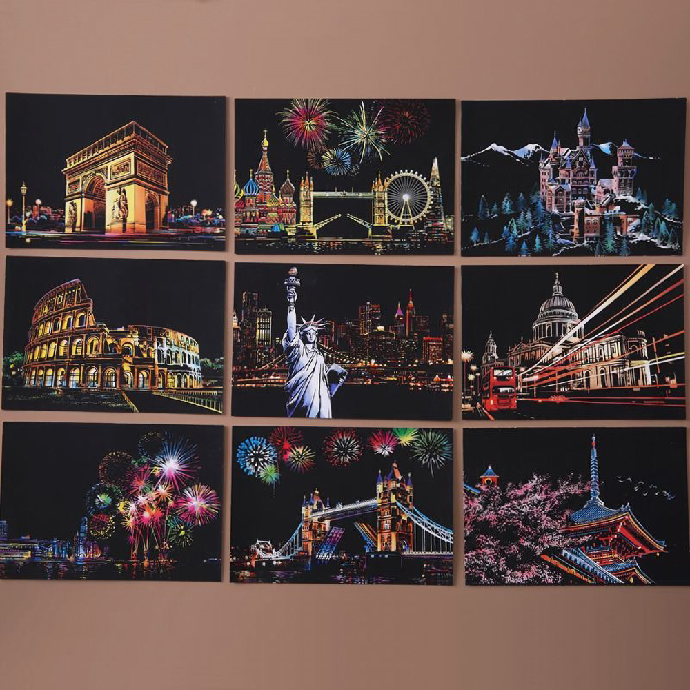 Home Decor Scrap - 20*14Cm DIY Lukisan Pemandangan Malam Gambar