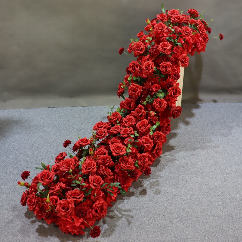 Home Decor Garland - Karangan Bunga Sutra Merah & Kuning