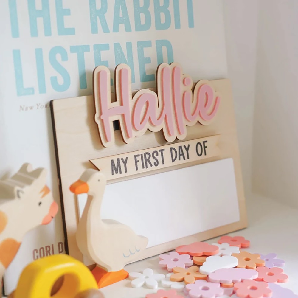 Home Decor For Birthday - 1 Buah Plakat Nama Kayu Sekolah