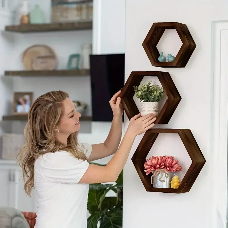 Floating Shelves - Rak Dinding Heksagonal Model Terbaru, Rak
