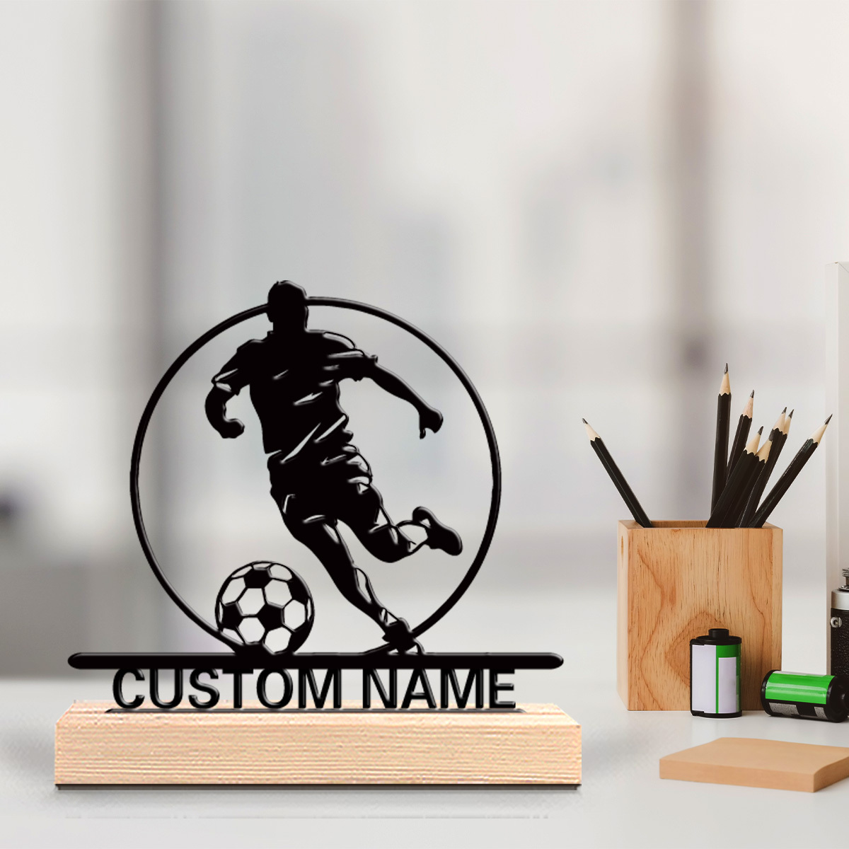 Home Decor For Birthday - Patung Logam Pemain Sepak Bola Custom