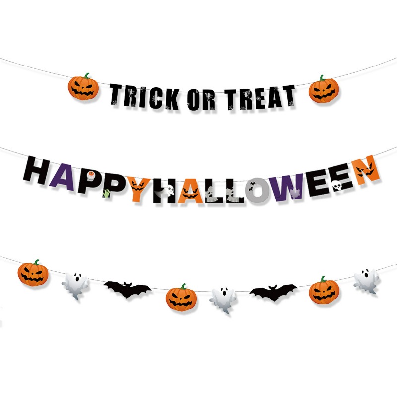Home Decor Garland - Spanduk Pola Kartun Halloween Baru, Hiasan