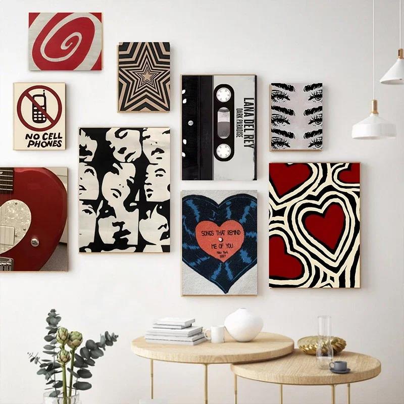 Home Decor Aesthetic Pinterest - Poster Gaya Rock Y2K Lukisan Kanvas
