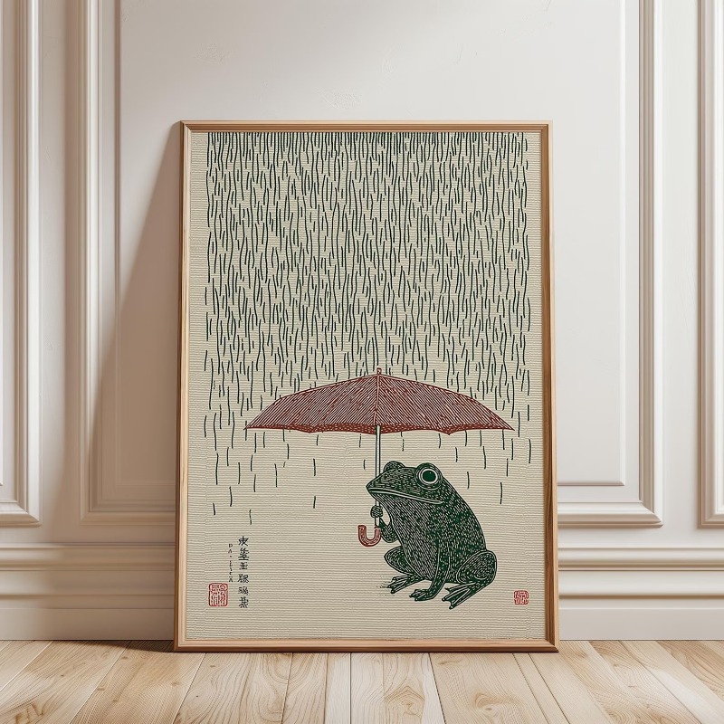 Home Decor Aesthetic Pinterest - Poster Katak Jepang dengan Payung, Poster