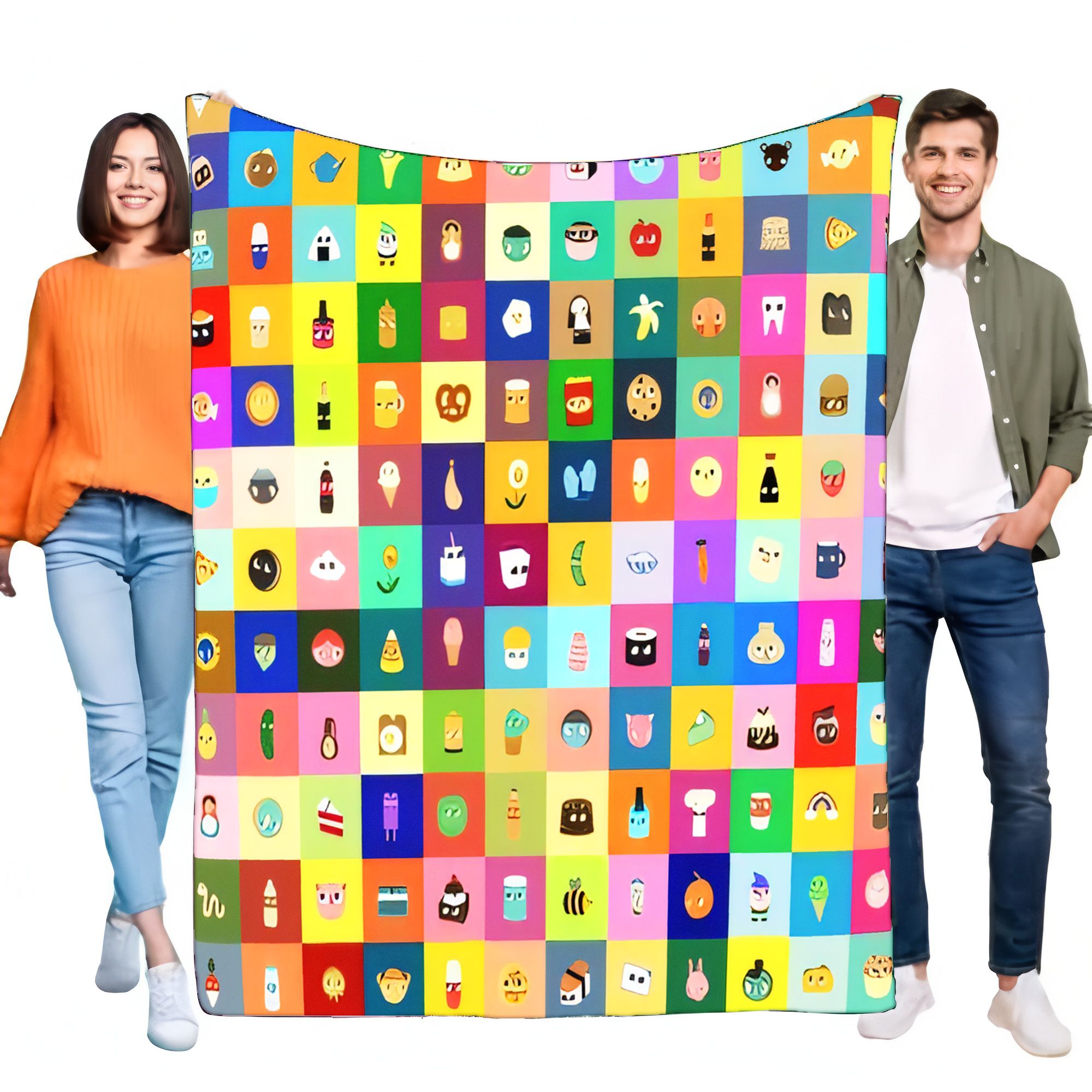 Home Decor Emoji - Selimut Kotak Ikon Kartun Cerah, Selimut