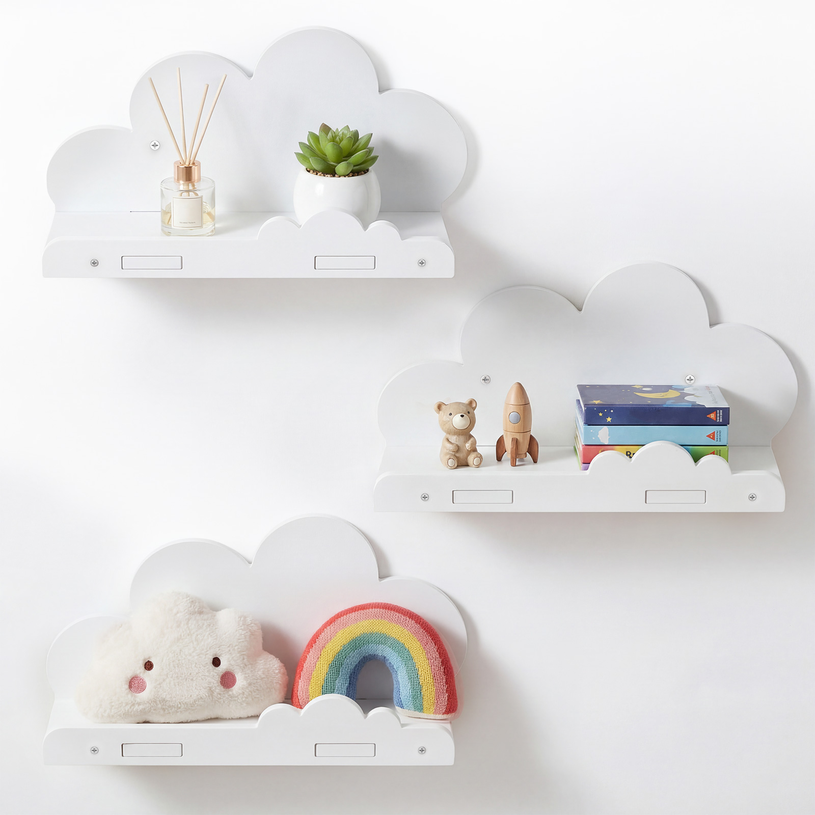 Floating Shelves - 3 Buah Rak Penyimpanan Dinding Bentuk