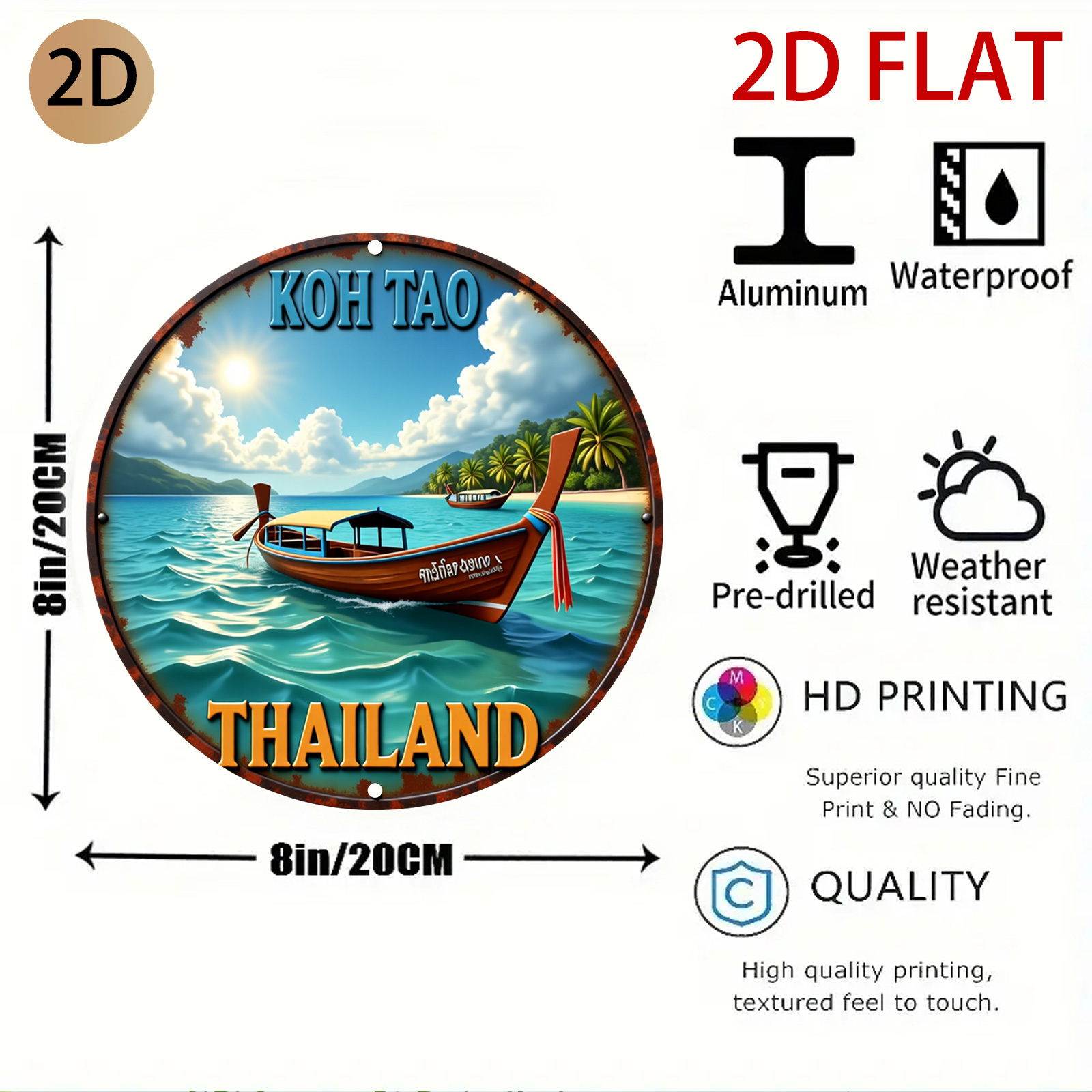 Logo Koh Tao Thailand 2D Datar - Home Decor Logo Design ulasan dan harga
