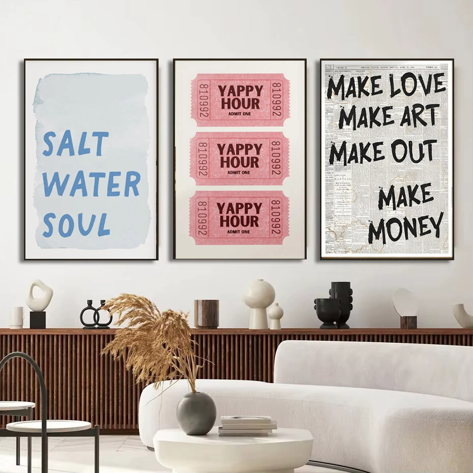 1 Buah Poster Cetak Teks Trend - Home Decor Aesthetic Pinterest ulasan dan harga
