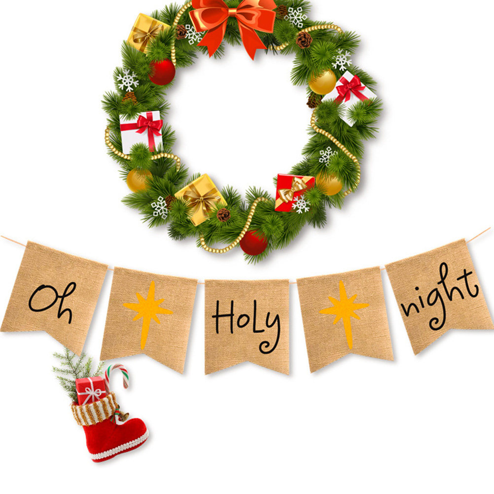 Spanduk Oh-Holy-Night Flax Rus - Home Decor Garland ulasan dan harga