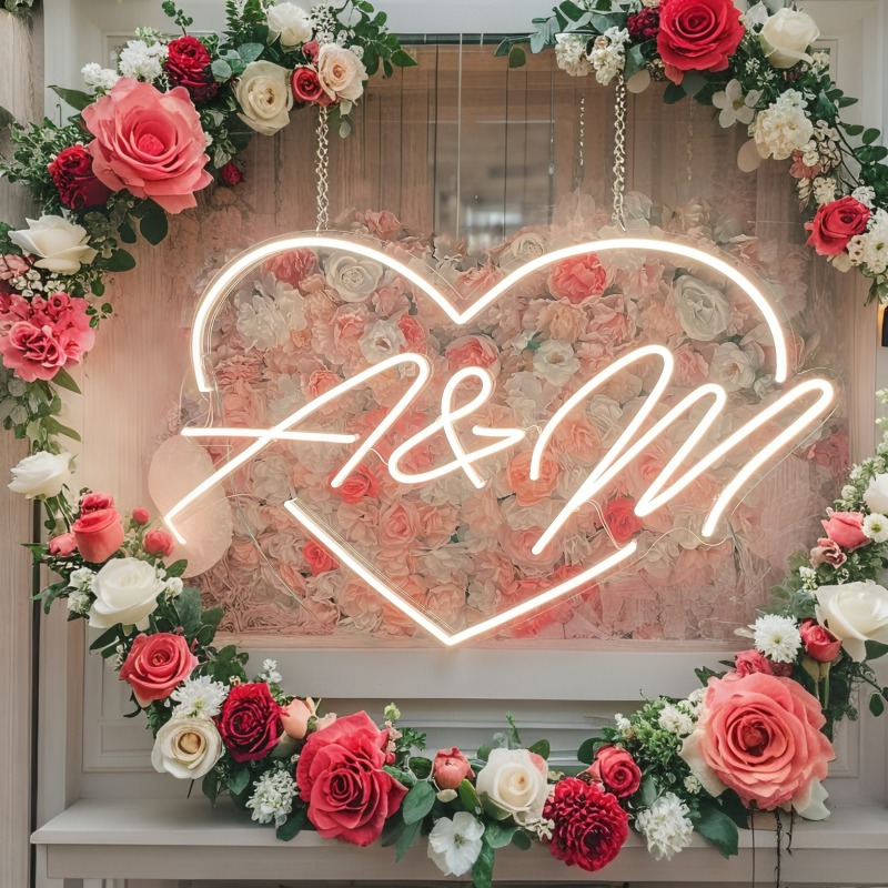 Tanda Neon LED Hati Inisial Ku - Home Decor For Birthday ulasan dan harga