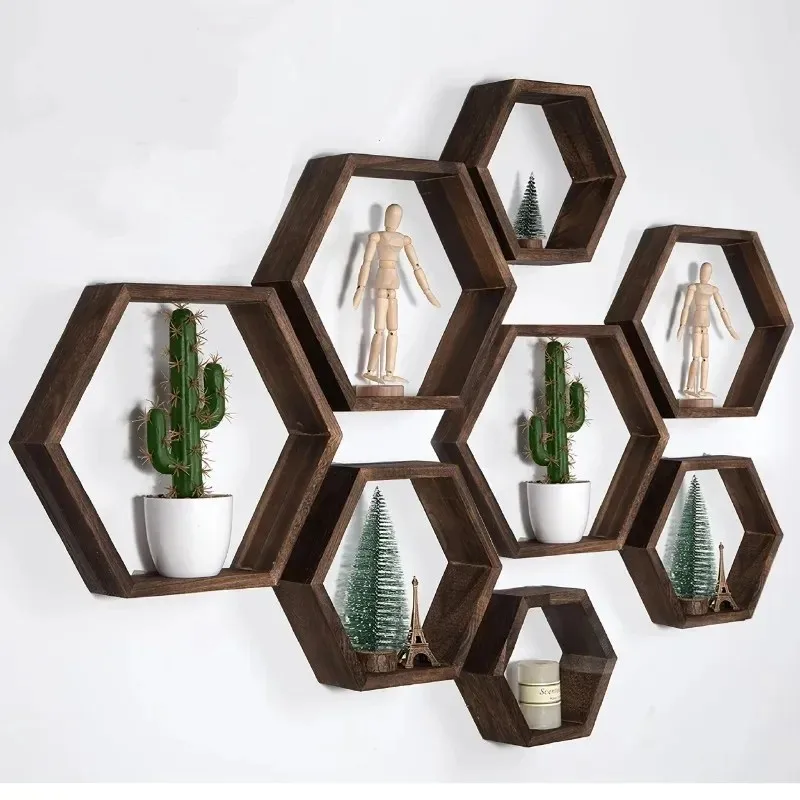 Rak Dinding Heksagonal Model T - Floating Shelves ulasan dan harga