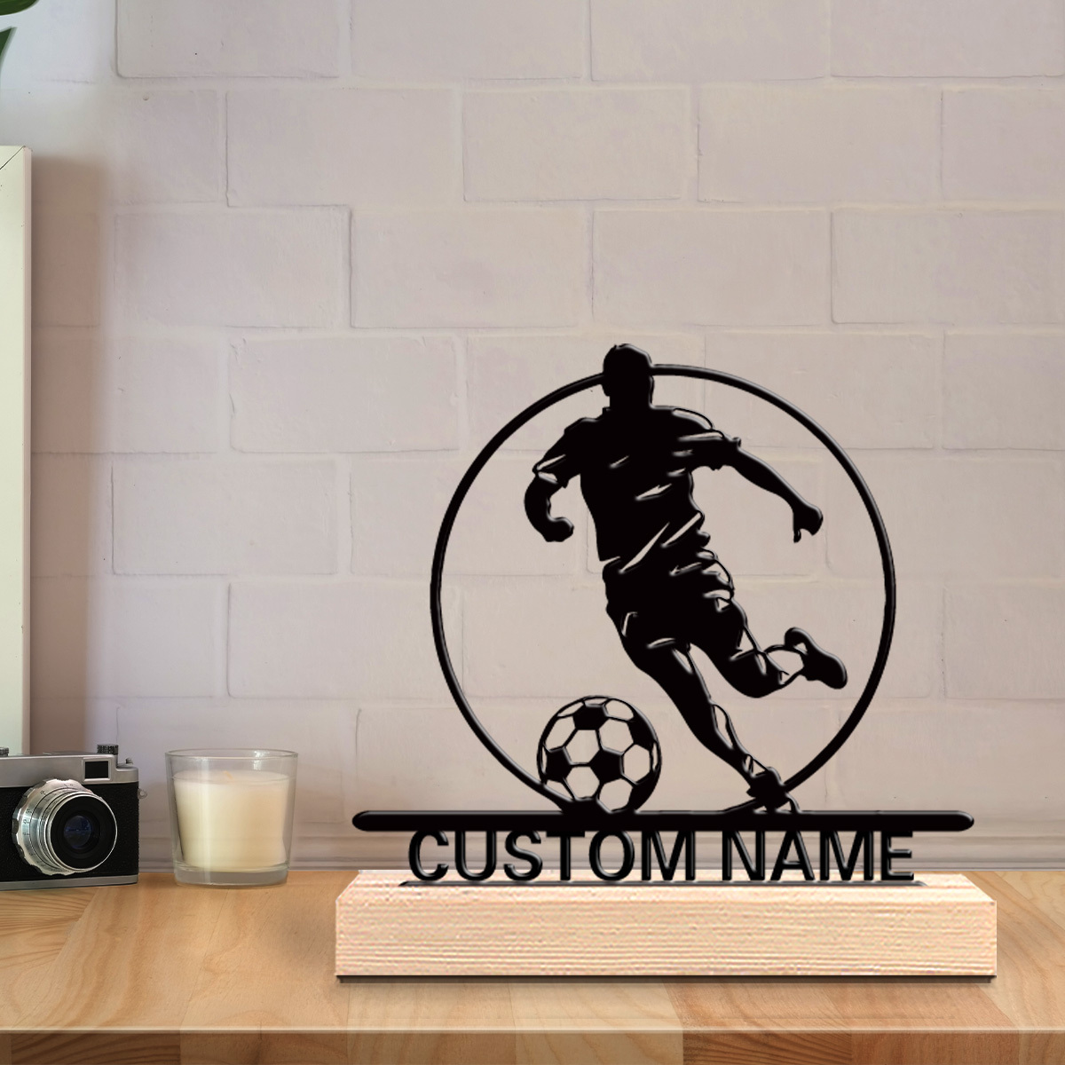 Patung Logam Pemain Sepak Bola - Home Decor For Birthday ulasan dan harga