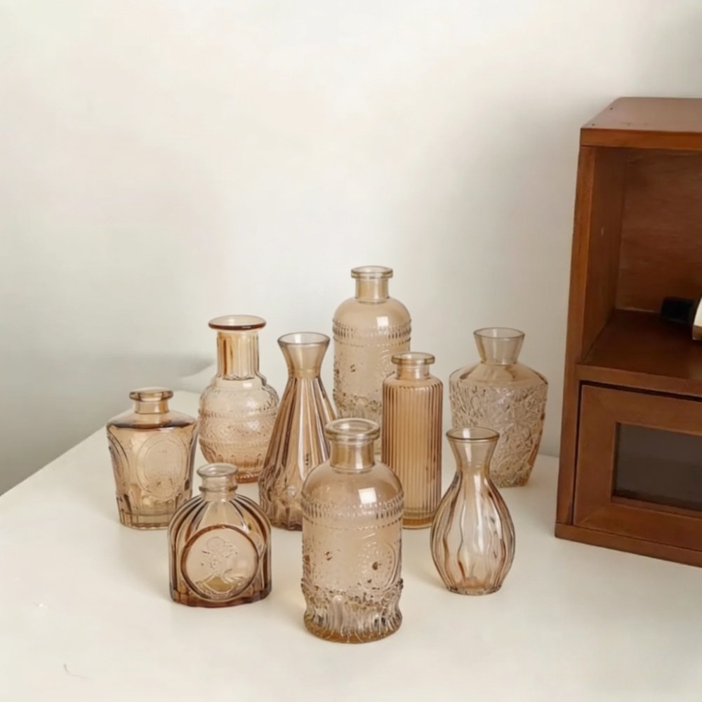 10 Buah Vas Kaca Mini Relief R - Terrarium Glass Bottle ulasan dan harga