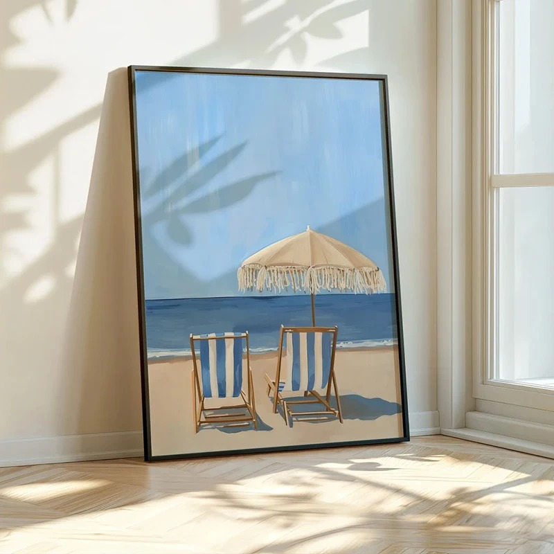 Poster Pemandangan Pantai Biru - Home Decor Interior ulasan dan harga