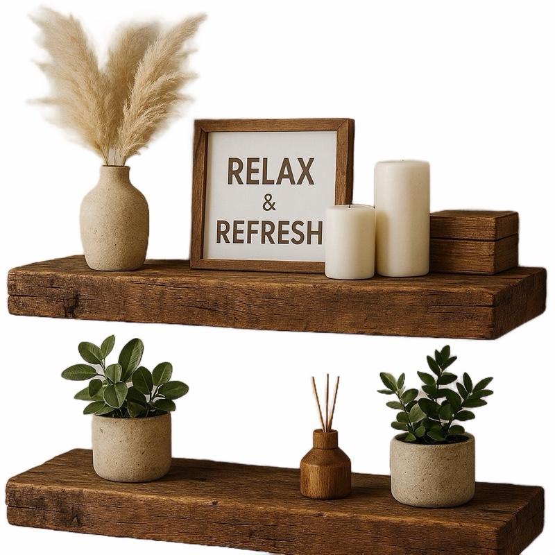 2 Buah Rak Dinding Kayu Rustic - Floating Shelves ulasan dan harga