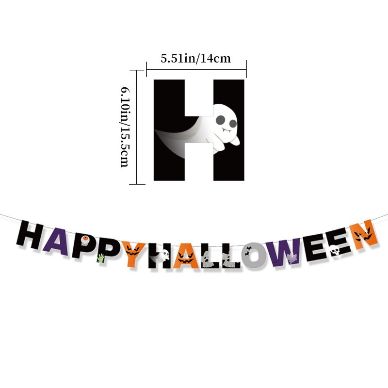 Spanduk Pola Kartun Halloween  - Home Decor Garland ulasan dan harga