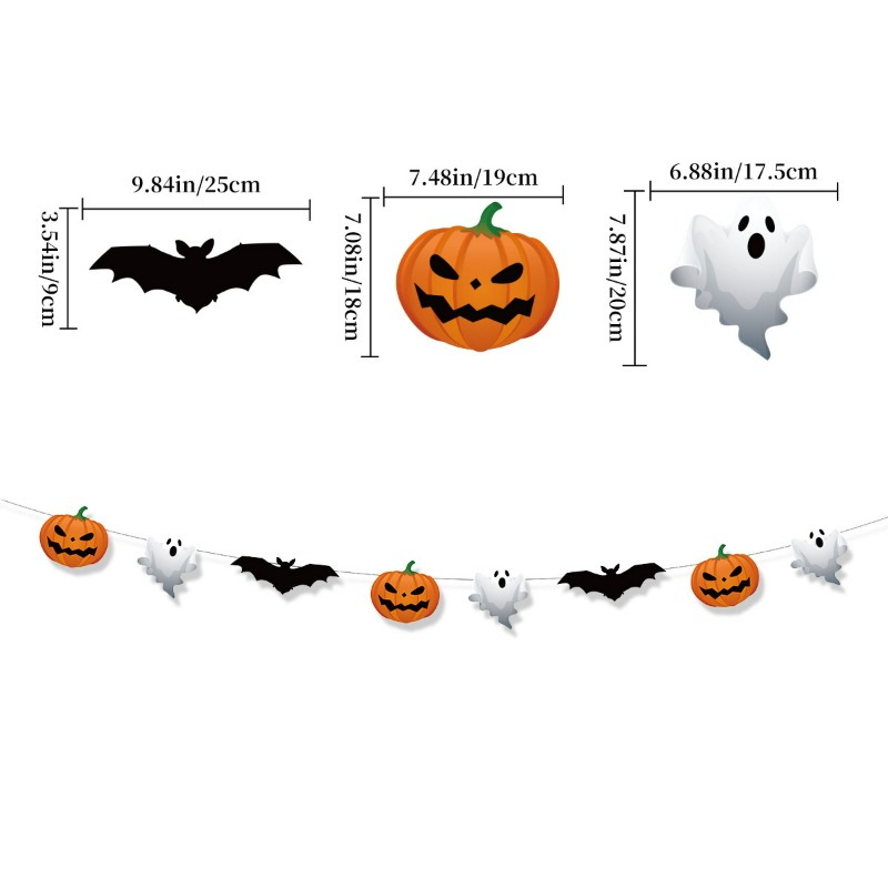 Spanduk Pola Kartun Halloween  - Home Decor Garland ulasan dan harga