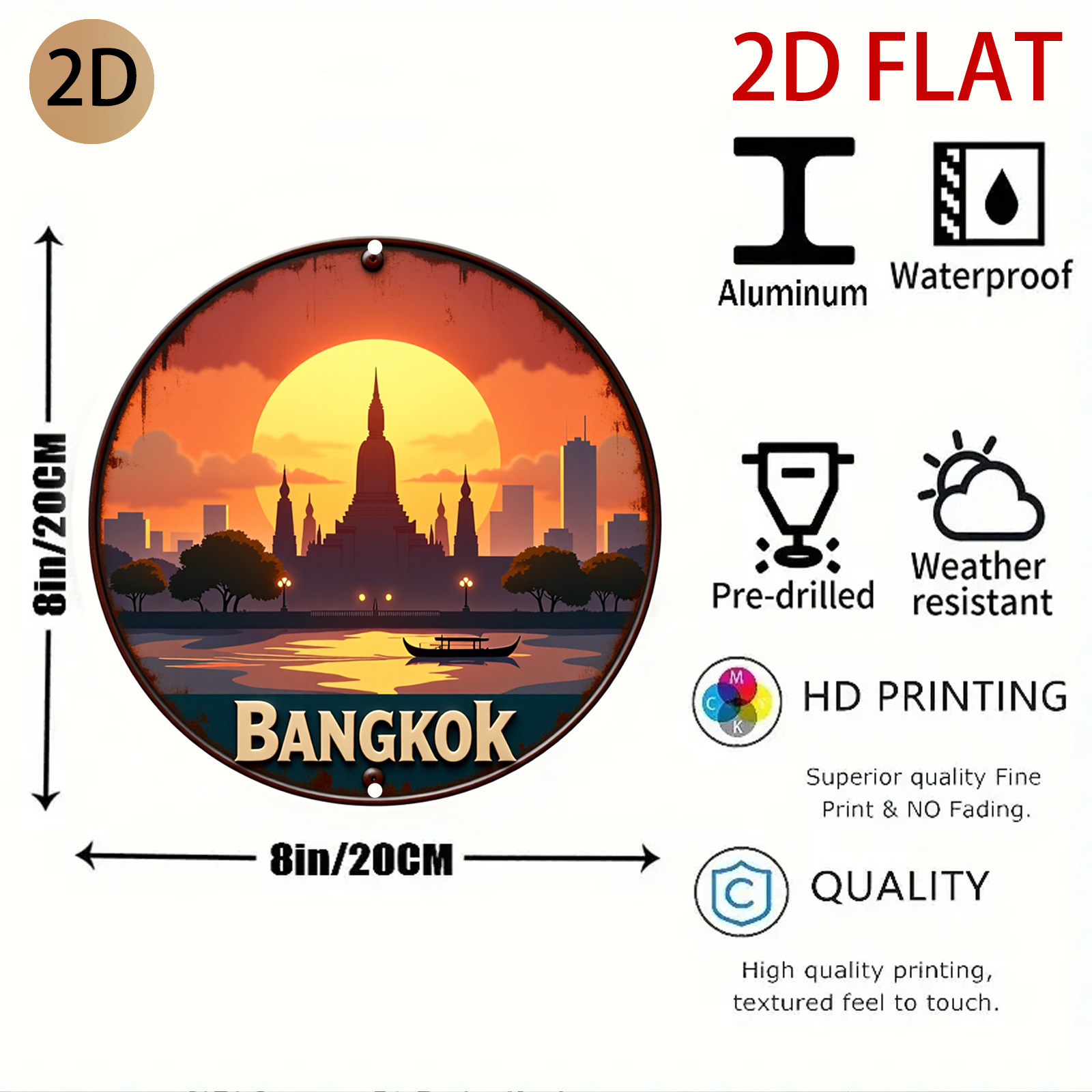2D Flat, 2d Flat Bangkok Sunse - Home Decor Logo Design ulasan dan harga