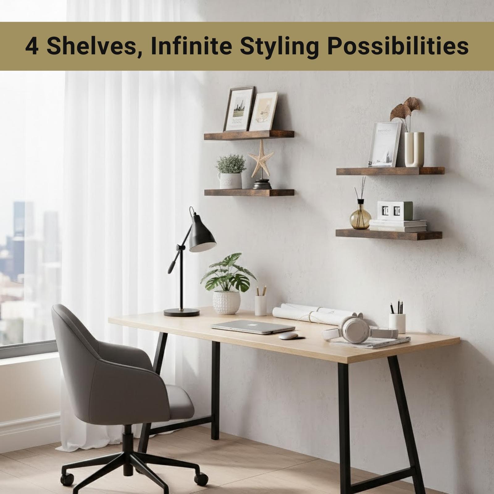 4 Buah Rak Dinding Mengambang, - Floating Shelves ulasan dan harga