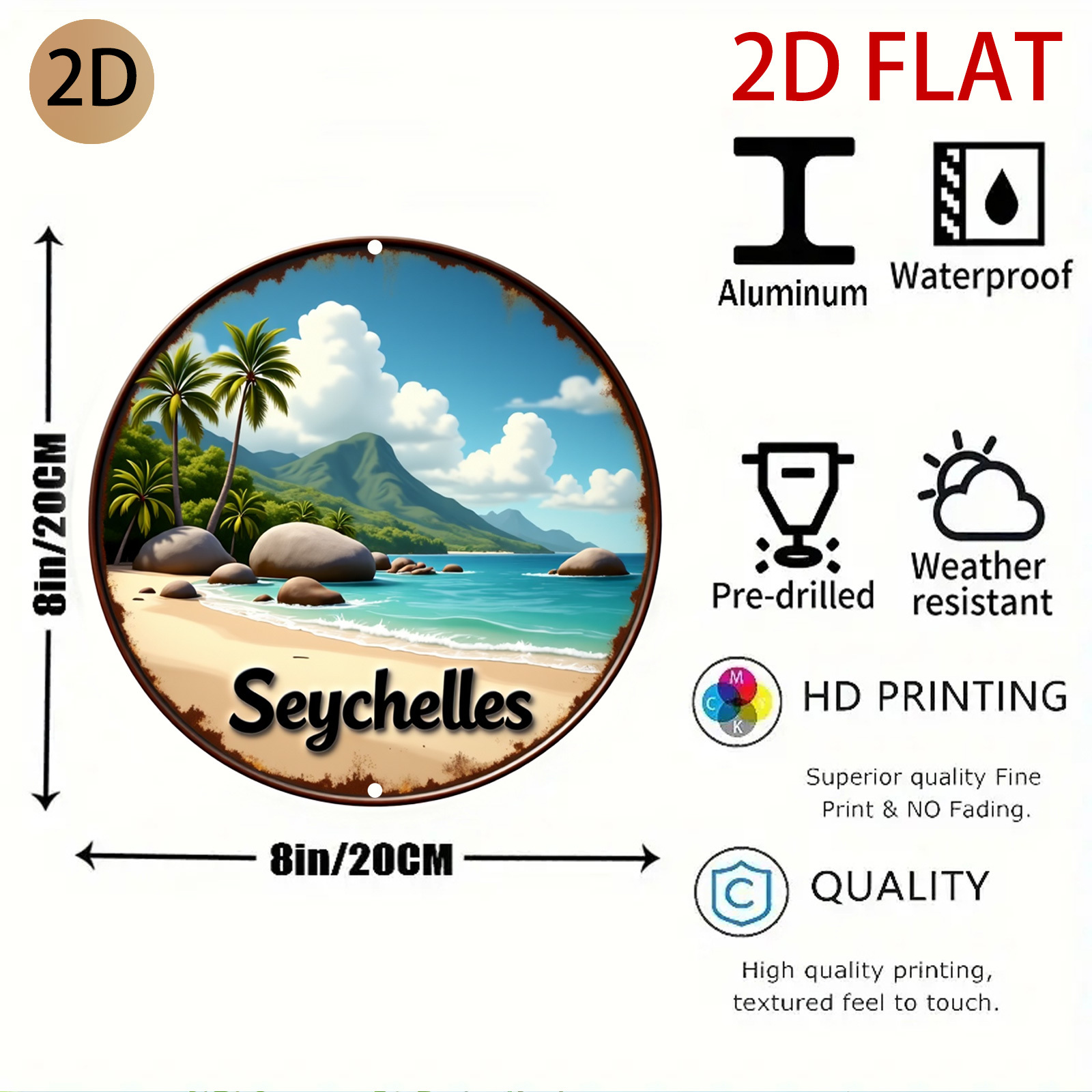 Logo Pantai Seychelles 2D Flat - Home Decor Logo Design ulasan dan harga