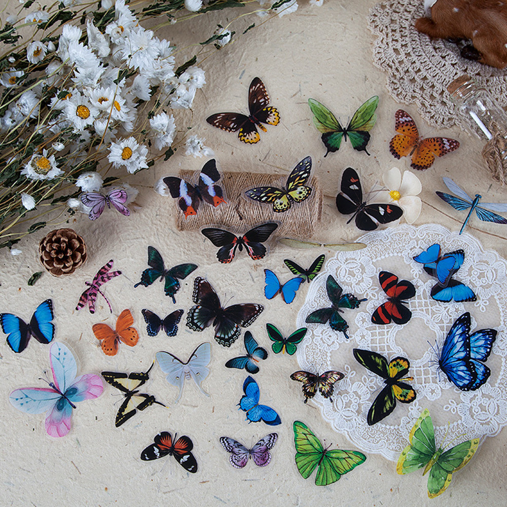 40 buah/kantong stiker kupu-ku - Home Decor Scrap ulasan dan harga