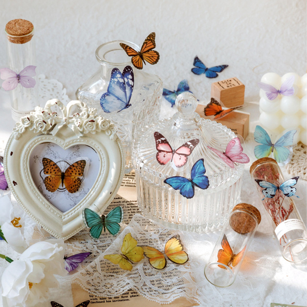40 buah/kantong stiker kupu-ku - Home Decor Scrap ulasan dan harga